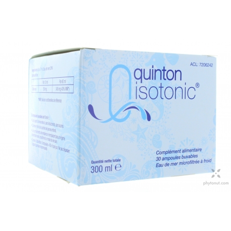 Solution isotonique Quinton originale avec minéraux de l'eau de mer Eau de  source alpine - Hydratation liquide, supplément électrolytique